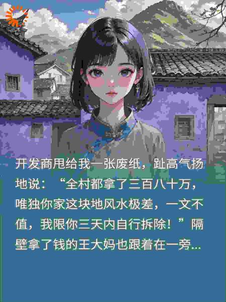 拆迁只给张废纸？我把祖宅刷成紫色，全村跪求我收手！